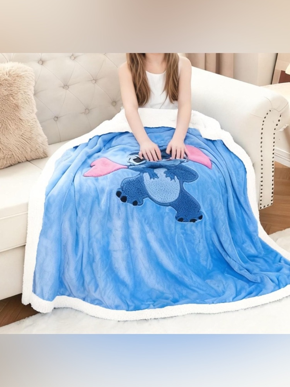 Sherpa Fleece 3D Stitch Embroidered Blanket 50x60